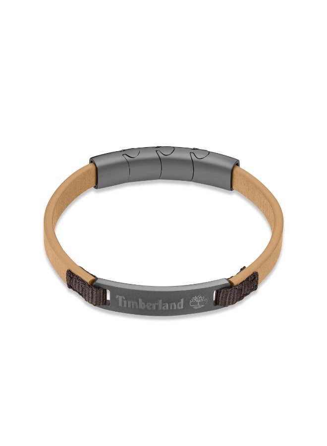 Timberland Quechee Tan Brown Leather Bracelet for Men - Image 3