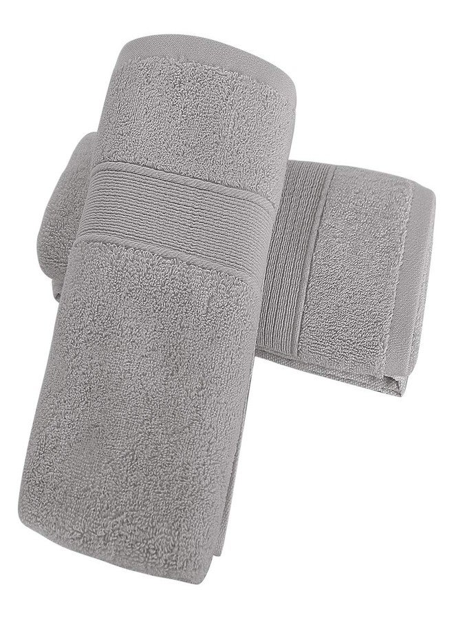 PiccoCasa Hand Towels 2-Pack 100% Cotton Ring Spun Highly Absorbent Soft Luxury Hotel & Spa Quality Hand Towel for Bathroom 13 x 29 Inches, Light Gray - Image 1