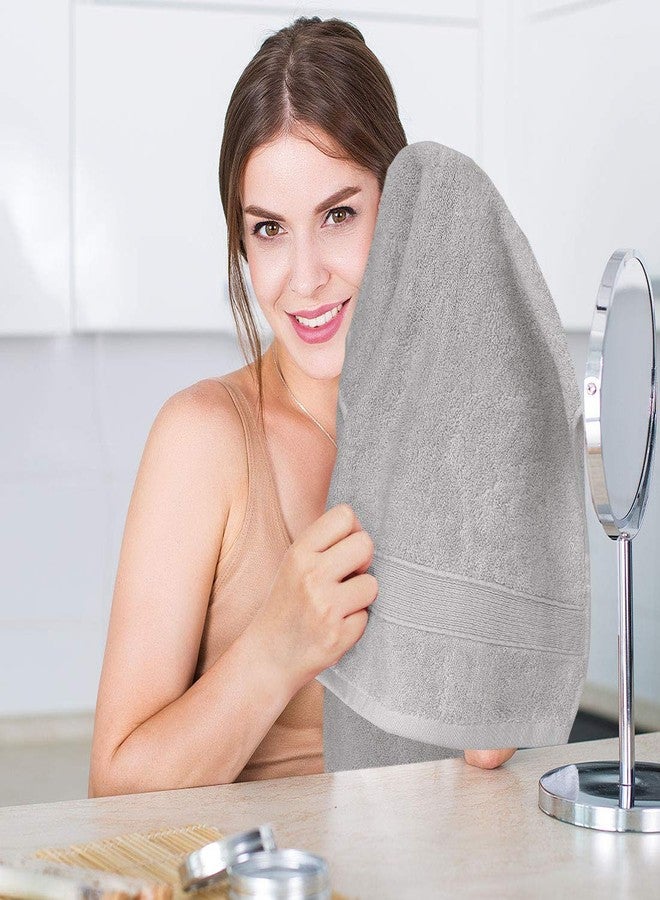 PiccoCasa Hand Towels 2-Pack 100% Cotton Ring Spun Highly Absorbent Soft Luxury Hotel & Spa Quality Hand Towel for Bathroom 13 x 29 Inches, Light Gray - Image 3