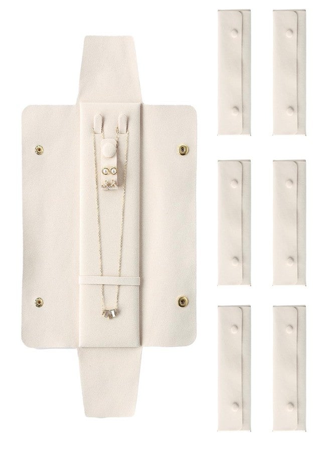 CASEGRACE 6 Pcs Velvet Travel Jewelry Roll Bag Organizer for Necklaces, Rings, Earrings, Retaining Buckle, Anti-tangle, Everyday Storage Bag (white) - Image 1