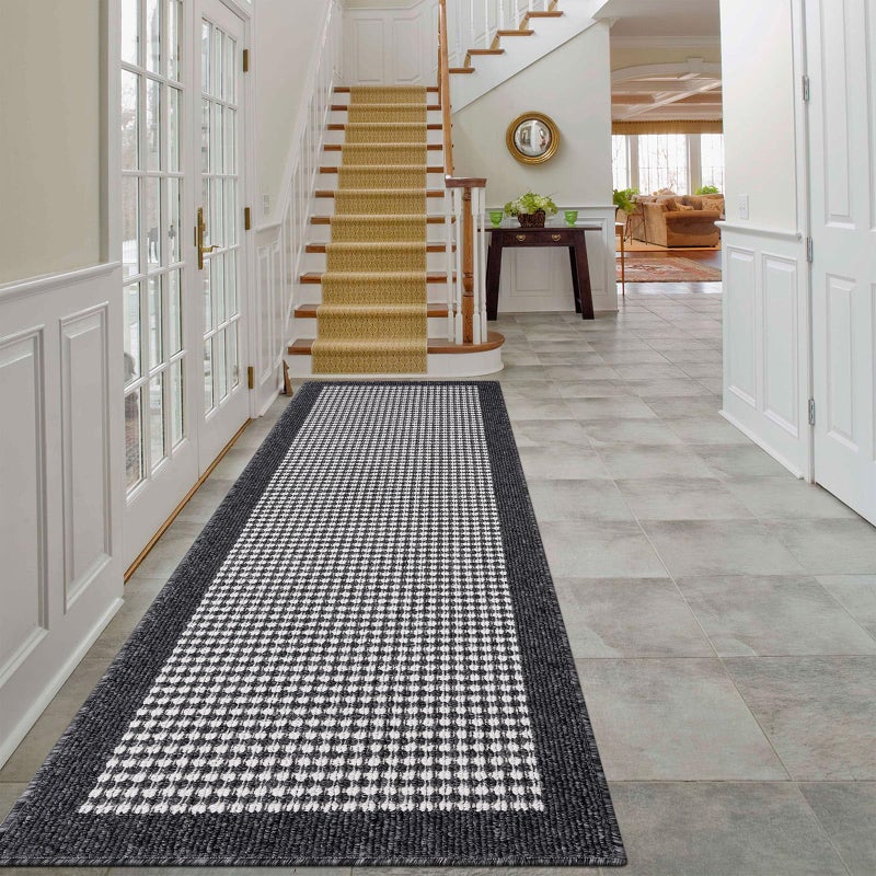 Ileading Ileading Black Runner Rugs for Hallway 2x8 Non Slip Farmhouse Long Kitchen Floor Mats with Rubber Backing Absorbable Throw Rugs Machine Washable Indoor Decor Carpet for Corridor Petmat Entryway