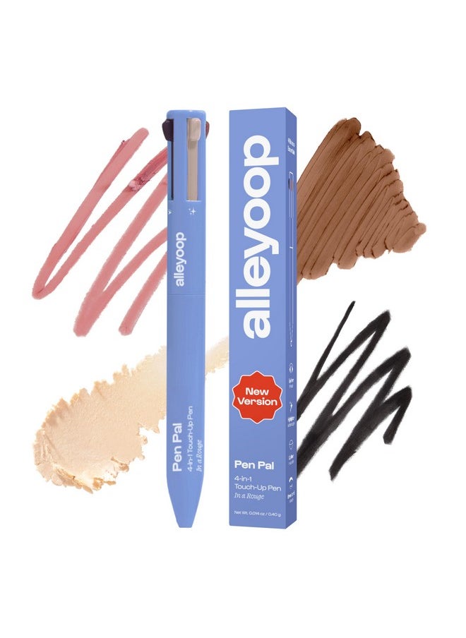 ALLEYOOP Alleyoop Pen Pal 4-in-1 Makeup Pen - Comes with Eyeliner, Highlighter, Lip Liner, and Eyebrow Pencil - Touch Up On the Go - Cruelty-Free, Vegan (In A Rouge (Light))  - Image 1