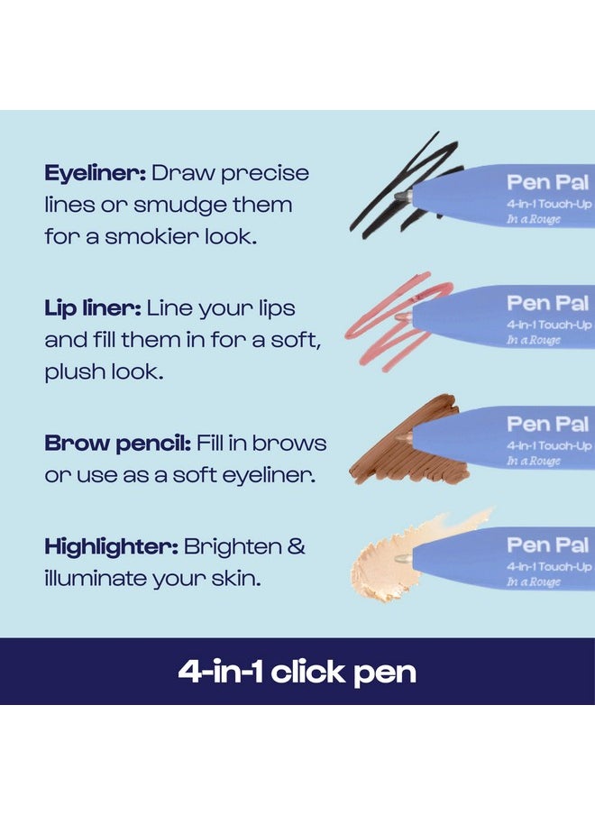 ALLEYOOP Alleyoop Pen Pal 4-in-1 Makeup Pen - Comes with Eyeliner, Highlighter, Lip Liner, and Eyebrow Pencil - Touch Up On the Go - Cruelty-Free, Vegan (In A Rouge (Light))  - Image 3