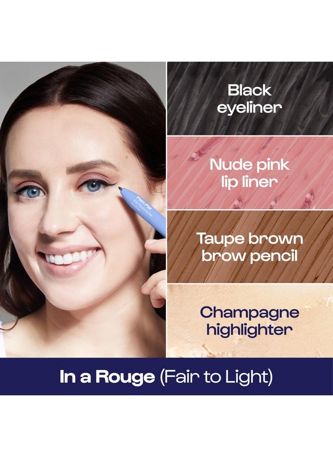 ALLEYOOP Alleyoop Pen Pal 4-in-1 Makeup Pen - Comes with Eyeliner, Highlighter, Lip Liner, and Eyebrow Pencil - Touch Up On the Go - Cruelty-Free, Vegan (In A Rouge (Light))  - Image 4