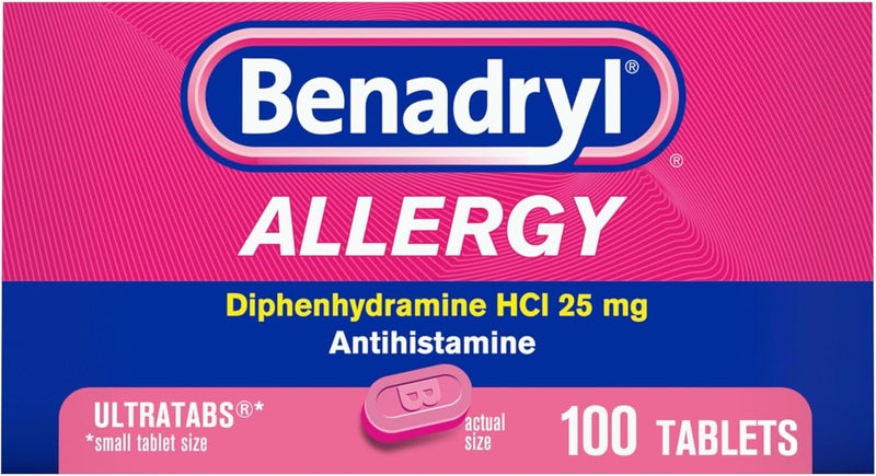 Benadryl أقراص بنادريل لتخفيف الحساسية 100 حبة  مضاد الهيستامين بقوة إضافية 50 ملغ ديفينهيدرامين 24 حبة - Image 2
