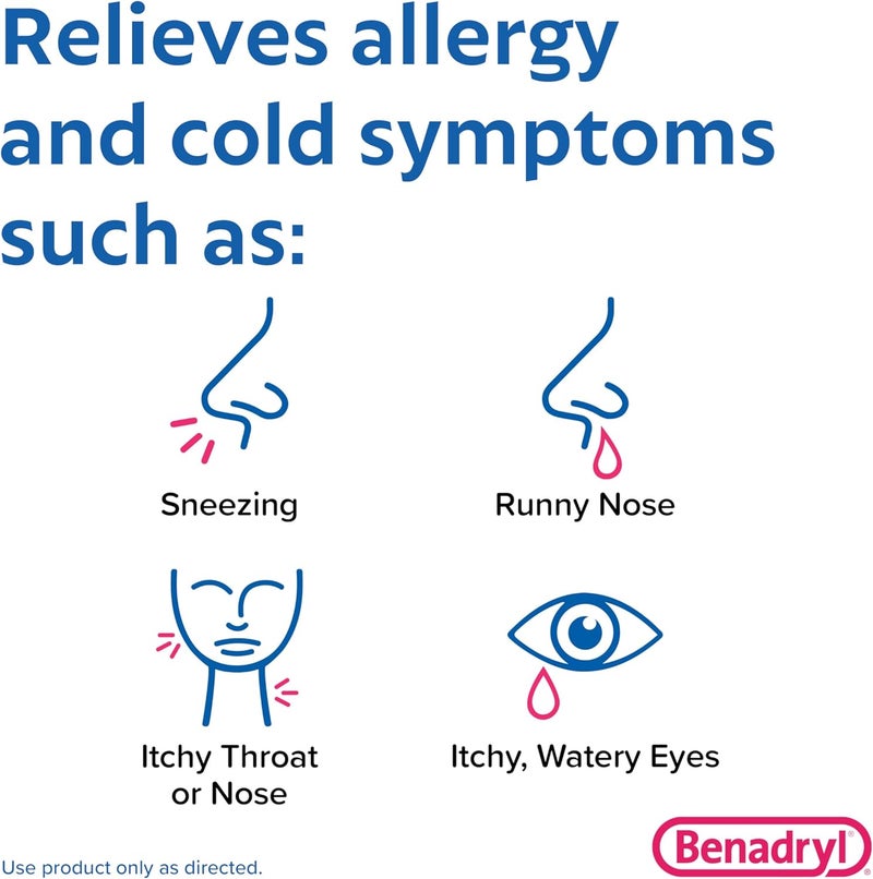 Benadryl أقراص بنادريل لتخفيف الحساسية 100 حبة  مضاد الهيستامين بقوة إضافية 50 ملغ ديفينهيدرامين 24 حبة - Image 4