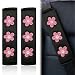KPFILEH 2PCS Daisy Flower Car Seat Belt Cover Pads Soft Breathable Auto Seat Shoulder Strap Pad Comfortable Seatbelt Cushion Protect Neck Vehicle Interior Decoration for Cars TrucksDeepPink - Image 2