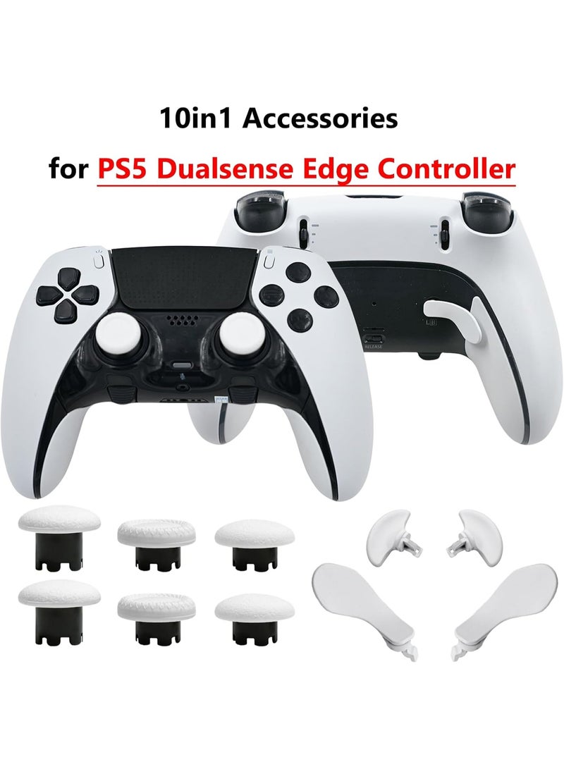 استبدال عصا الإبهام المعدنية 10 في 1 لمتحكم حافة PS5 Dualsense ، 4 أزرار إصلاح أزرار الزناد المعدنية لمتحكم حافة PS5 مع 6 عصا التشغيل التناظرية (الأبيض) [لعبة الفيديو] - Image 4