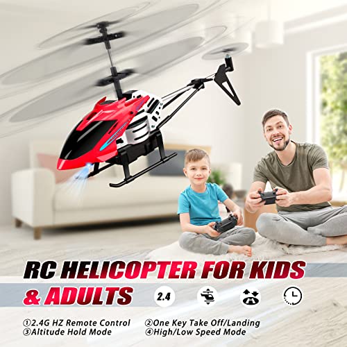 Dolanus طائرات هليكوبتر ديلانوس RC طائرات هليكوبتر تحكم عن بعد زر واحد للإقلاع والهبوط تلقائيًا تثبيت الارتفاع ضوء LED 35 قناة مثبت جيروسكوب ألعاب طائرة هدية للأولاد والبنات والأطفال والبالغين أحمر - Image 5