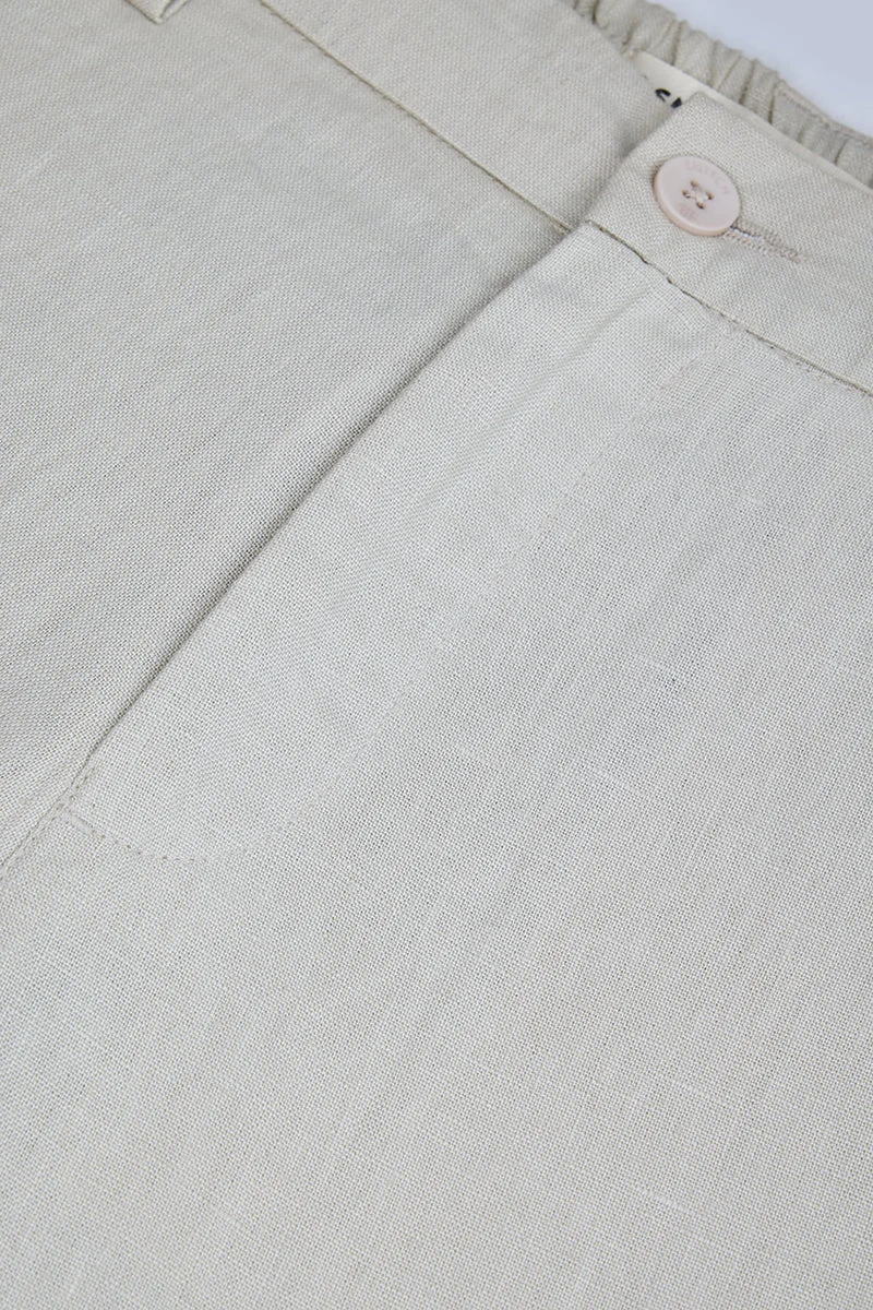 Snitch Beige Beige Solid Regular Fit Trousers for Men | Best Price UAE