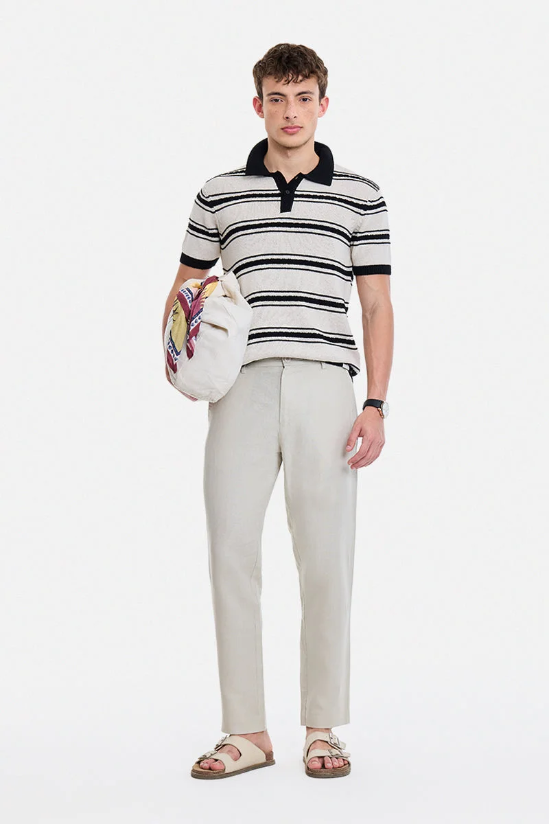 SNITCH Beige Solid Regular Fit Trousers