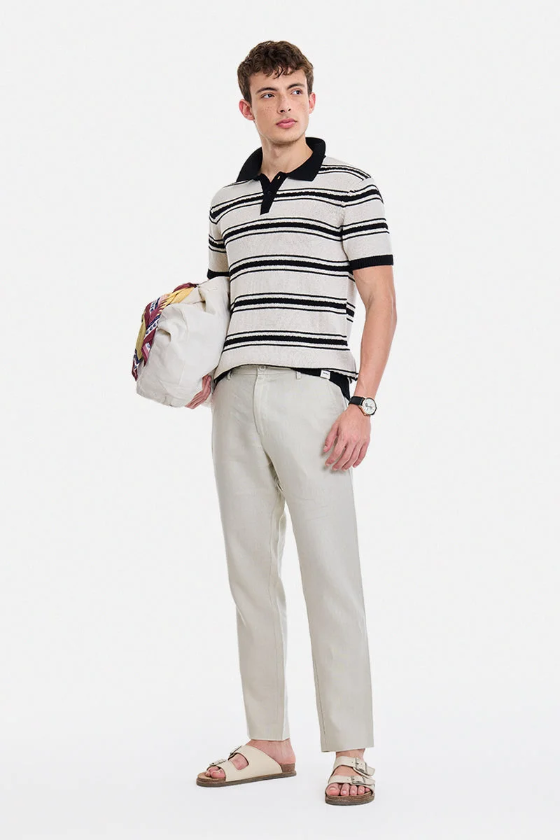 Snitch Beige Beige Solid Regular Fit Trousers for Men | Best Price UAE