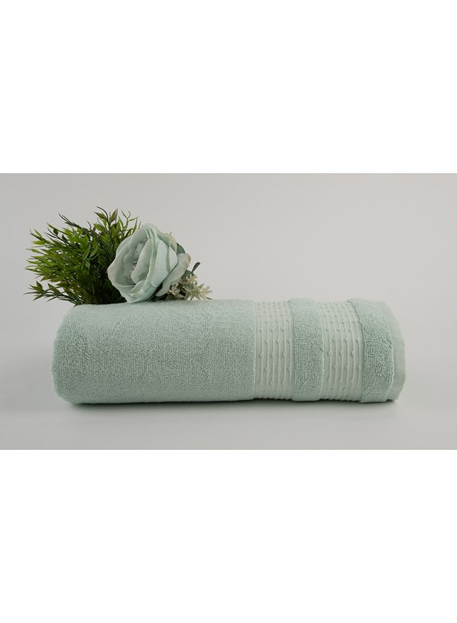 White Rose Fortuneplush 580 Gsm 100% Cotton Terry Fancy Border1 Bath Sheet 80X160 CmLuxury Touch Extra Absorbent-Pista  - Image 1