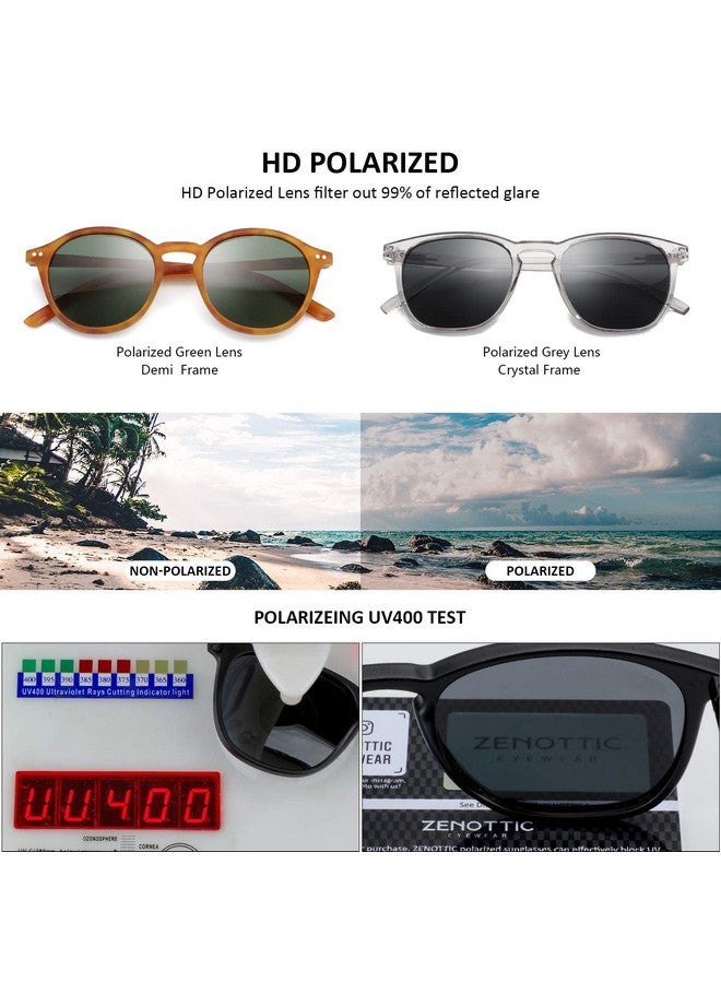 ZENOTTIC Polarized Sunglasses For Women Men: Retro Shades Round | Square Frame Uv Protection 2 Pack - Image 4