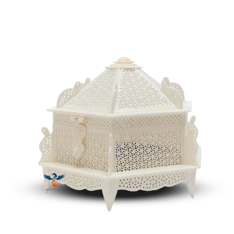 Novitson Royal Aibak Pearl Dome Jewel Box – Handcrafted Limited Edition | AnimalBone Exterior, Velvet Interior | Vintage Keepsake Storage for Valuables & Decor - Image 1