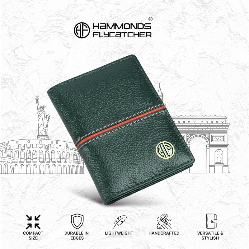 HAMMONDS FLYCATCHER Genuine Leather Card Holder Wallet for Man & Women, RFID Protected ATM/Credit Card Holder Wallet for Men with 6 Slots, Gift for Men, Father, Husband, Boyfriend - Design Green - Image 3