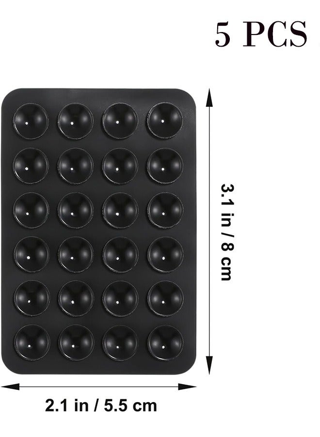 LJRN 5 Sets Suction Phone Case Black Mount, Silicon Adhesive Phone Accessory for iPhone and Android, Hands-Free Fidget Toy Mirror Shower Phone Holder, Tiktok Videos and Selfies - Image 4