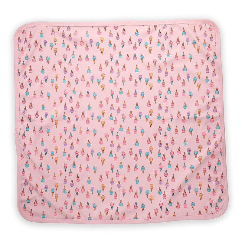 Luvlap Cotton Hooded Wrapper-Baby Towel for New Born | Big Size 75cm x 75cm | Soft, Safe &Skin-Friendly | Perfect for Newborns 0-12 Months | Lightweight & Travel Friendly, Ice Cream Print-Pink - Image 3