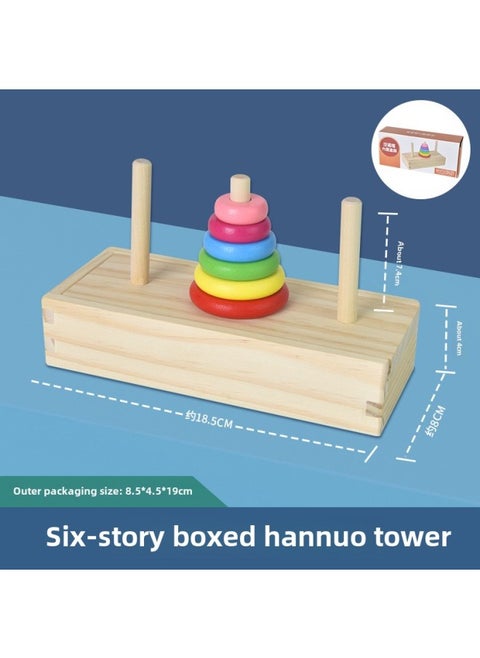 Wooden 6-Layer 8-layer 10-layer Hannover Tower Children's Puzzle Building Blocks Primary School Children's Toys Gift Stalls Toy Wholesale-Color:Six-layer Boxed Tower Of Hannover-Specifications:Tower Of Hannover