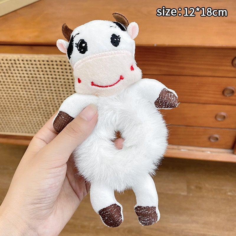 Generic Baowao Bear Hair Loop 2023 New Cute Plush Bear Tie-up Rope Womens Internet Celebratory Cartoon Hair Rope Pontail Rubber Tendon 9# Cow