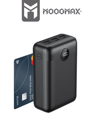 30000mAh Power bank, 45W with six outlets, supports fast charging and a digital display screen, compatible with all devices and can charge a laptop with, in black - view 2