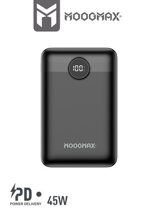 30000mAh Power bank, 45W with six outlets, supports fast charging and a digital display screen, compatible with all devices and can charge a laptop with, in black - view 4