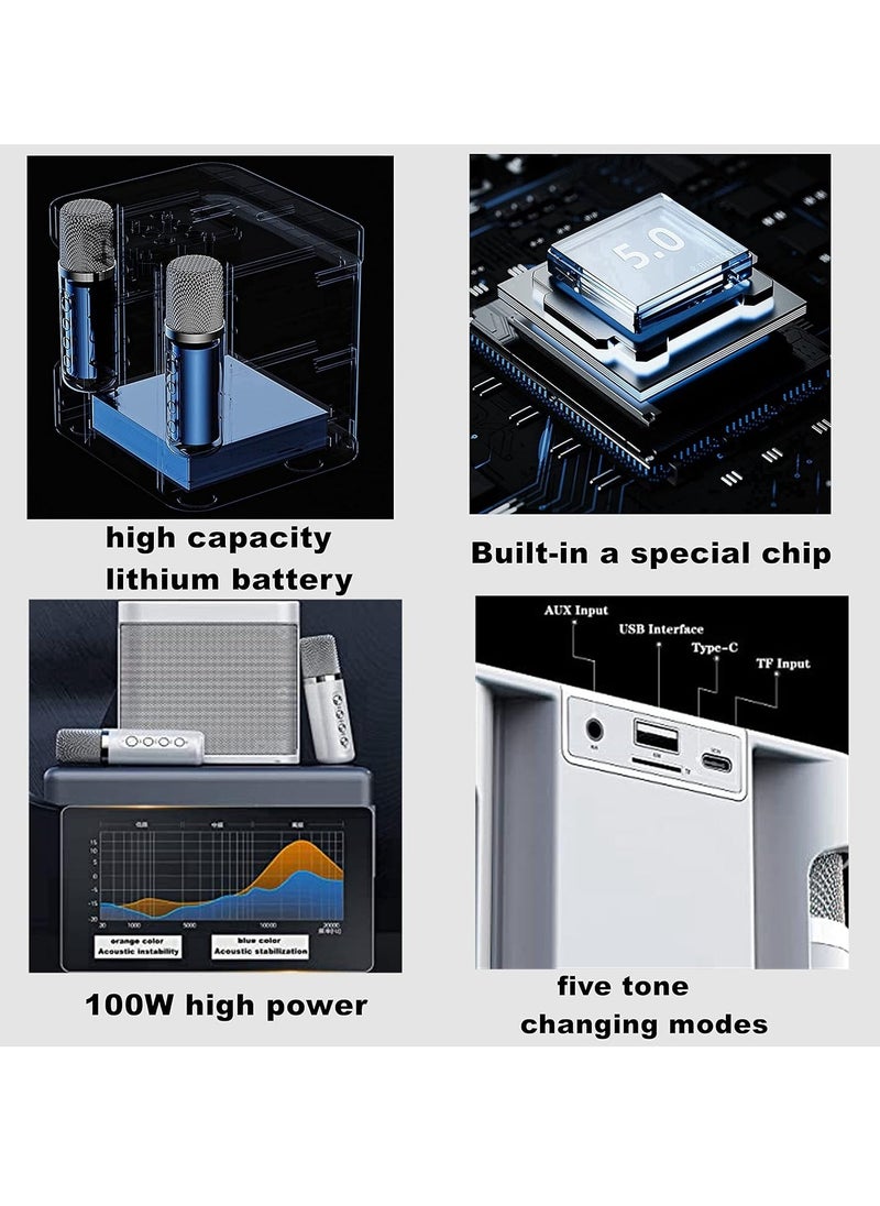 ELTRAZONE Rechargeable Speaker & Microphone Set - 1 HD Sound Speaker & 2 Voice Changing Microphones, Portable Stereo Soundbox with Deep Bass, Hi-Quality Sound, Beige – Perfect for Parties, Karaoke, and Outdoor Fun - Image 3