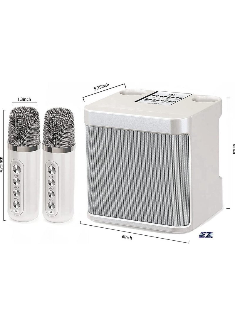 ELTRAZONE Rechargeable Speaker & Microphone Set - 1 HD Sound Speaker & 2 Voice Changing Microphones, Portable Stereo Soundbox with Deep Bass, Hi-Quality Sound, Beige – Perfect for Parties, Karaoke, and Outdoor Fun - Image 2