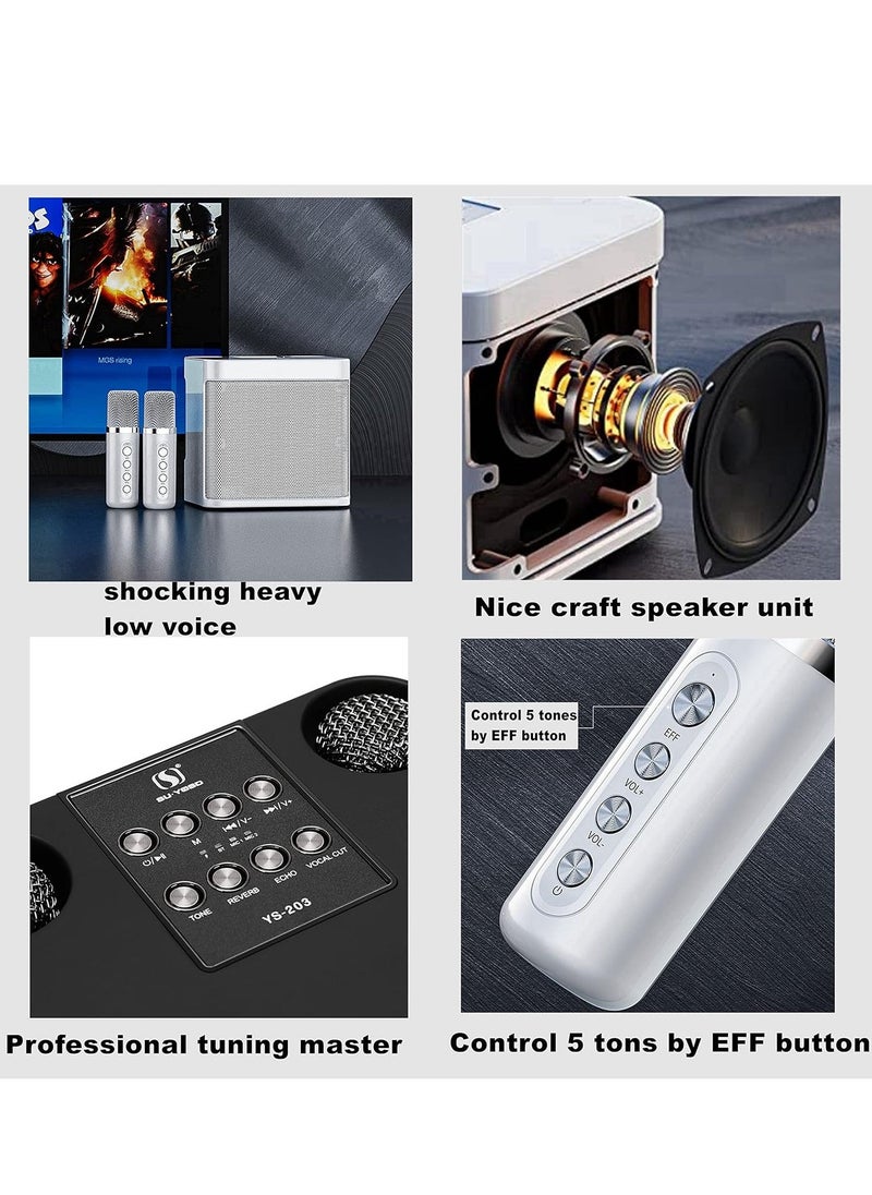 ELTRAZONE Rechargeable Speaker & Microphone Set - 1 HD Sound Speaker & 2 Voice Changing Microphones, Portable Stereo Soundbox with Deep Bass, Hi-Quality Sound, Beige – Perfect for Parties, Karaoke, and Outdoor Fun - Image 4