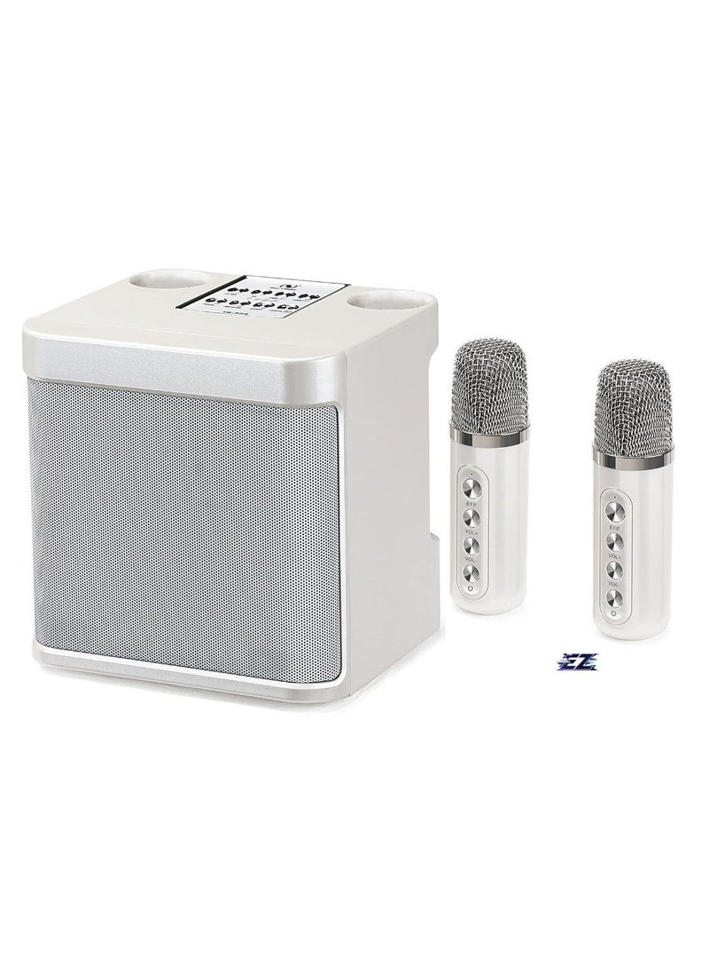 ELTRAZONE Rechargeable Speaker & Microphone Set - 1 HD Sound Speaker & 2 Voice Changing Microphones, Portable Stereo Soundbox with Deep Bass, Hi-Quality Sound, Beige – Perfect for Parties, Karaoke, and Outdoor Fun - Image 1