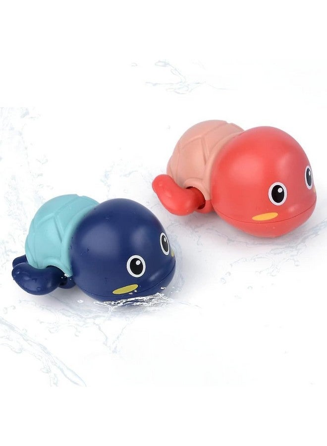 Storio Cute Swimming Baby Water Turtle Bath Toys For Toddlers | Set Of 2 | Turtle Toy | 1-3, Floating Wind Up Toys For 1 2 3 4 5 Year Old Boy Girl, New Born Baby Bathtub Water Toys - 2Pcs - Image 1