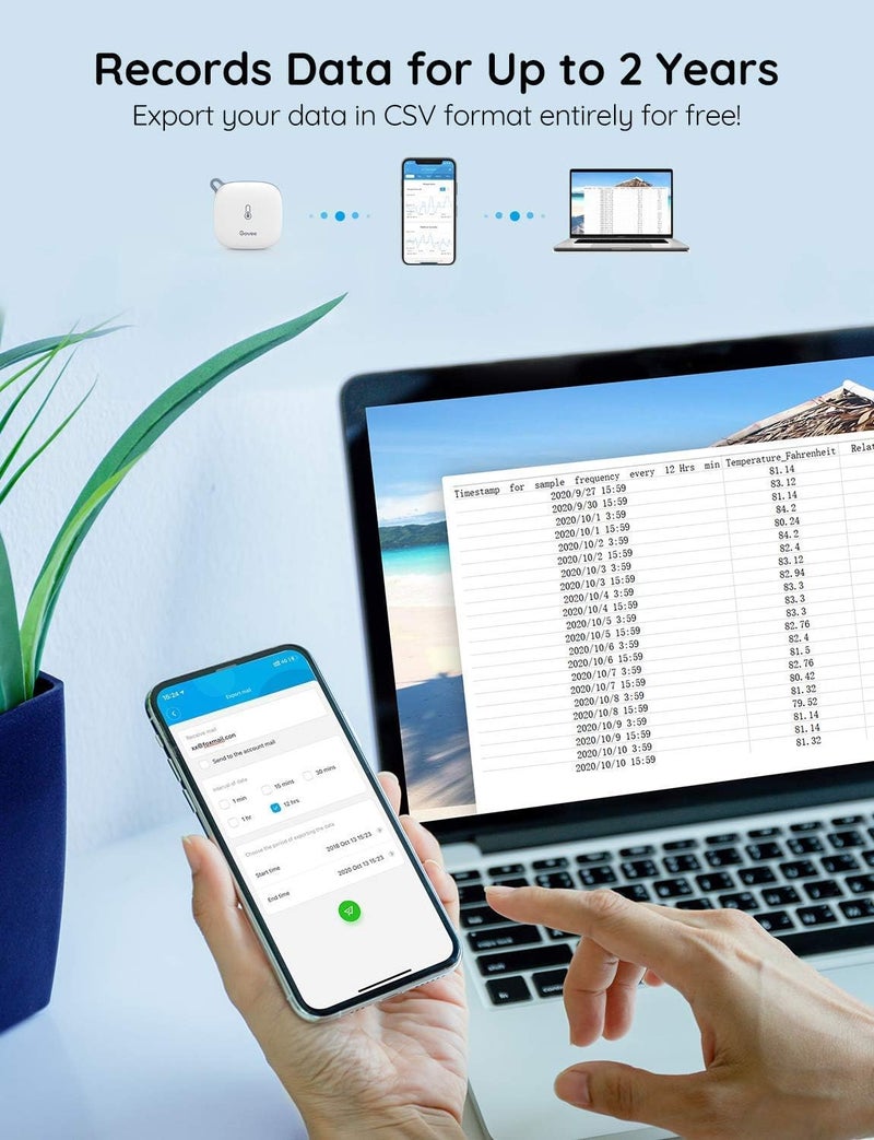 جوفي مقياس حرارة ورطوبة WiFi، مستشعر ذكي للرطوبة ودرجة الحرارة مع تنبيهات تطبيق، تخزين وتصدير بيانات مجاني لمدة عامين، مراقبة عن بُعد لاسلكية - Image 5