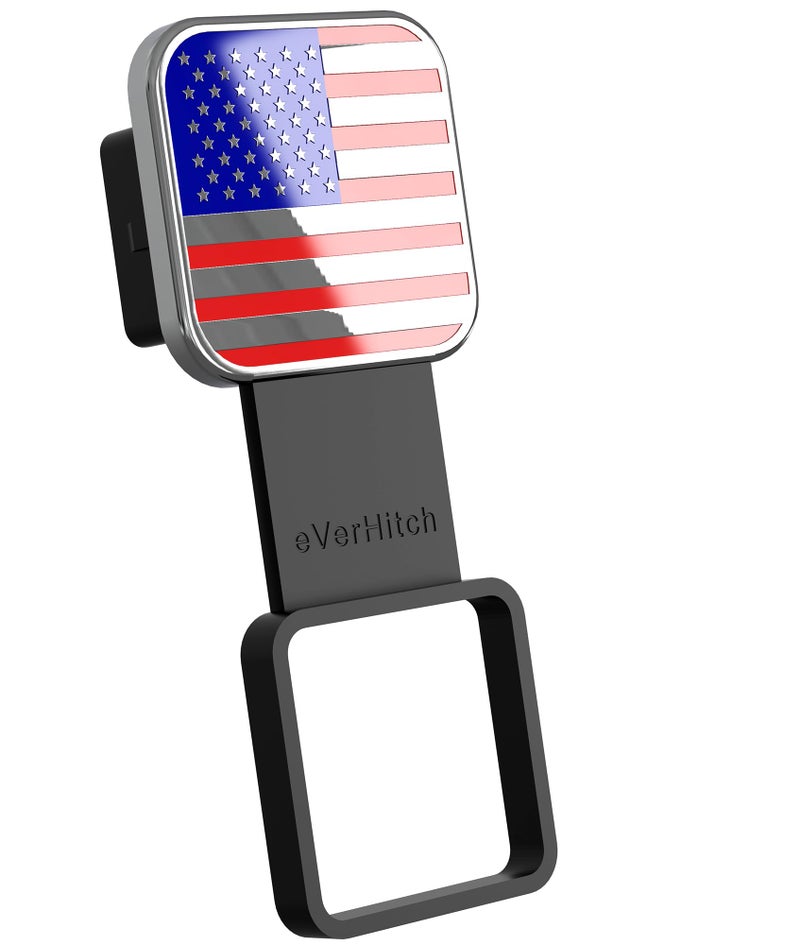 eVerHITCH American Flag Universal Trailer Hitch Cover Tube Plug Insert, Fits 2" Receivers (Red, Blue & Chrome) - Image 5