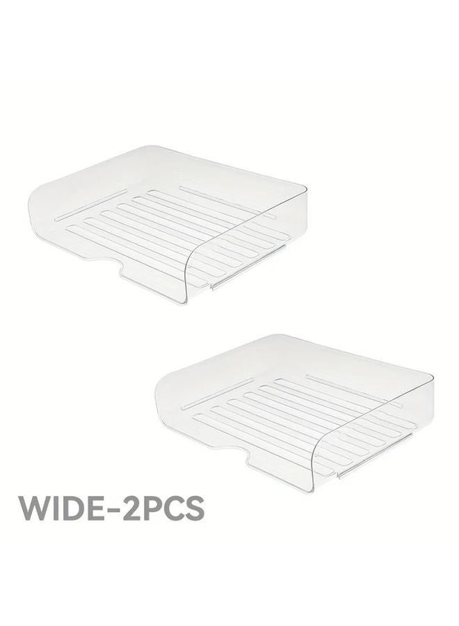 قطعتين من أدراج الرسائل الواسعة الشفافة، منظم أوراق قابل للتكديس، حامل تخزين مكتبي مقاس A4 - Image 1