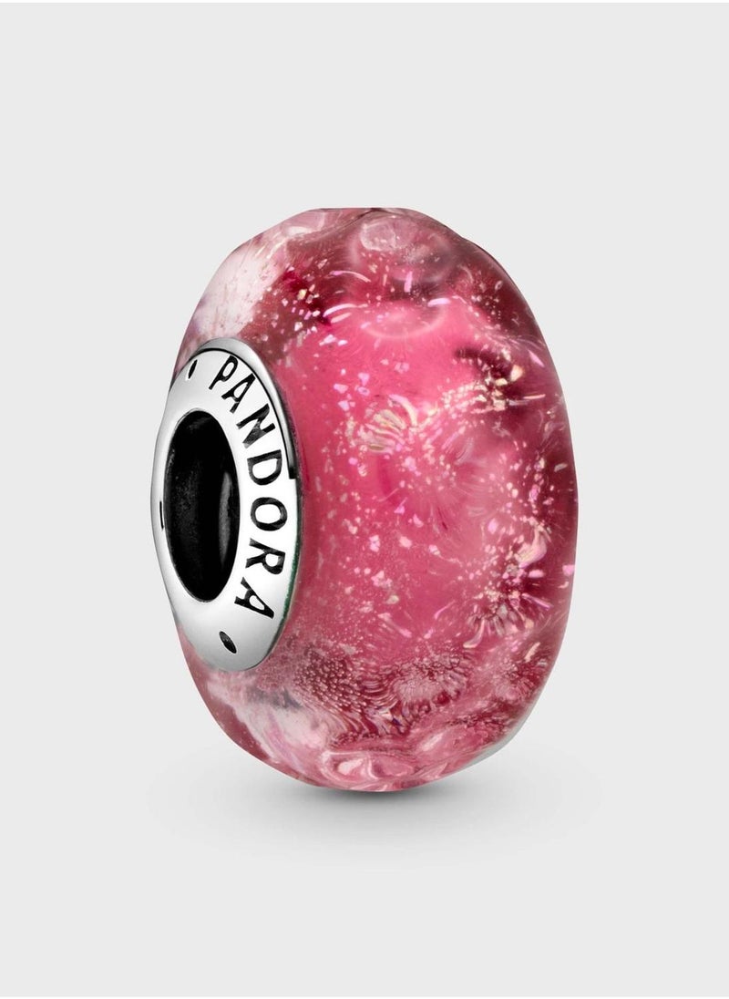 PANDORA Wavy Fancy Pink Murano Glass Charm  - Image 1