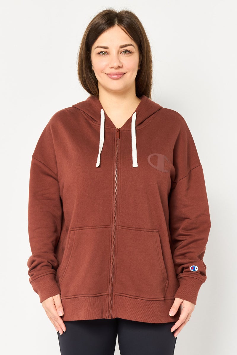 Champion بلوزة رياضية نسائية بأكمام طويلة مناسبة في الهواء الطلق، بني - Image 1