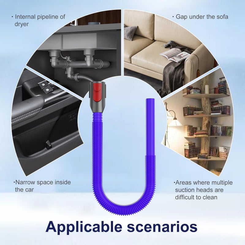 Nukisa Dryer Lint Vacuum Attachment Compatible with Dyson V15 V12 V11 V10 V8 V7 Gen5 Cordless Vacuum Cleaner, Flexible Dryer Vent Cleaner Kit Lint Removal Tool Purple (ã€V7V8-V15ã€‘Dryer Lint Vacuum Attachment) - Image 3