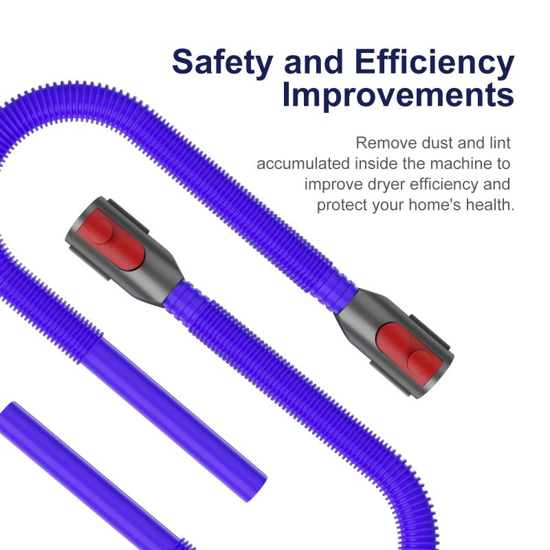 Nukisa Dryer Lint Vacuum Attachment Compatible with Dyson V15 V12 V11 V10 V8 V7 Gen5 Cordless Vacuum Cleaner, Flexible Dryer Vent Cleaner Kit Lint Removal Tool Purple (ã€V7V8-V15ã€‘Dryer Lint Vacuum Attachment) - Image 5