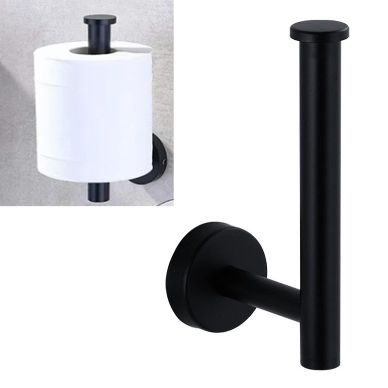 Stainless Steel Black Matte Paper Towel Holder Cylindrical Hanging Shelf For Home - Image 5