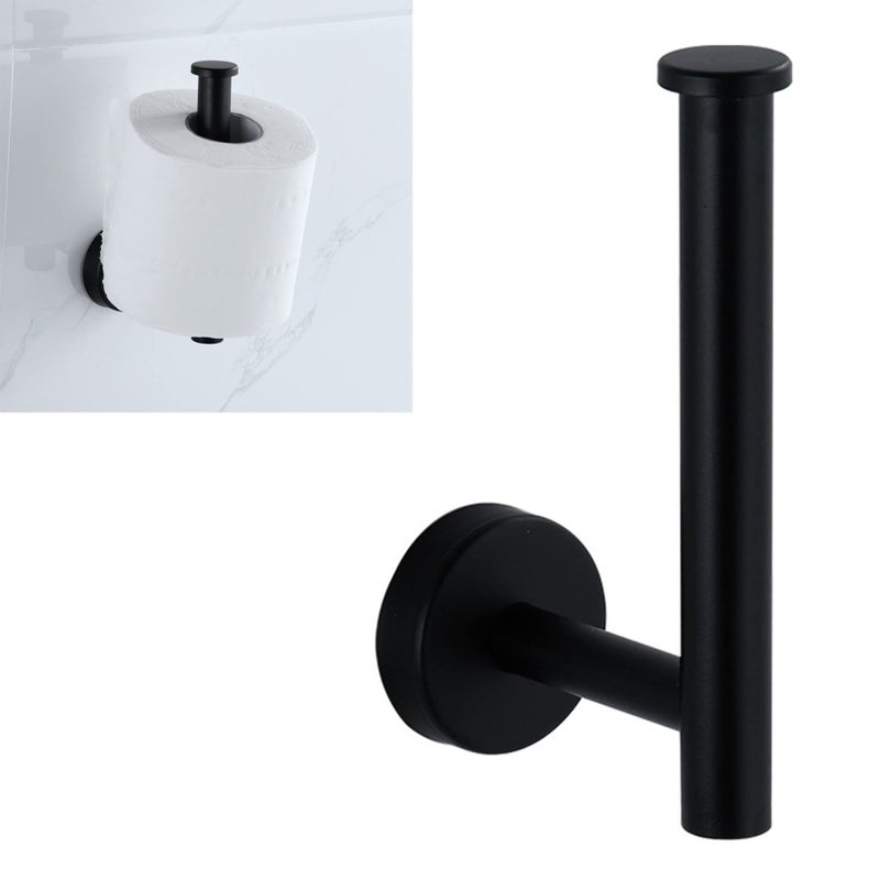 Stainless Steel Black Matte Paper Towel Holder Cylindrical Hanging Shelf For Home - Image 3