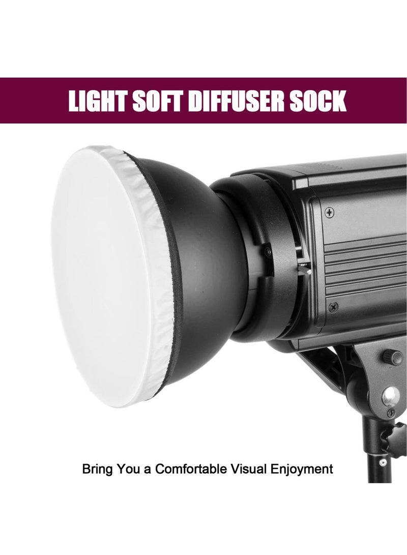 Diffuser Lamp Sock Soft Diffuser Lamp Cover, , 4Pcs White Lampshade Reflector Lamp Sock,7 Inches/ 18 cm Standard Cloth Diffuser Light Sock for Strobe Flash LED Video Light  - Image 2