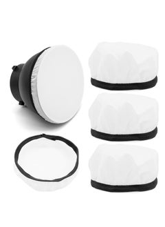 Generic Diffuser Lamp Sock Soft Diffuser Lamp Cover, , 4Pcs White Lampshade Reflector Lamp Sock,7 Inches/ 18 cm Standard Cloth Diffuser Light Sock for Strobe Flash LED Video Light  - Image 1