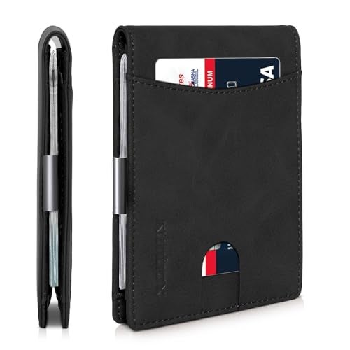 RUNBOX Money Clip Slim Wallets for Men RFID Blocking 11 Card Holder Minimalist Small Leather Bifold Men's Front Pocket Wallet Gift Box - Image 1