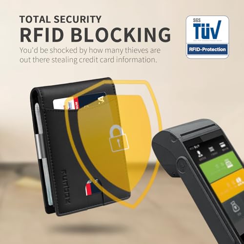 RUNBOX Money Clip Slim Wallets for Men RFID Blocking 11 Card Holder Minimalist Small Leather Bifold Men's Front Pocket Wallet Gift Box - Image 5