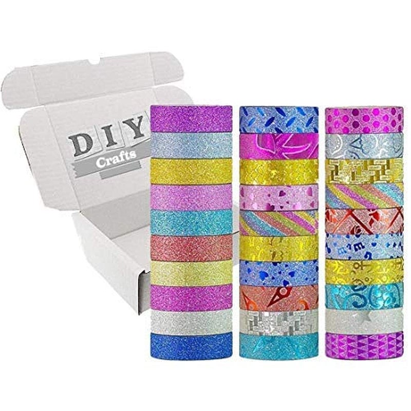 Diy Crafts CT-DIY-HI-47188 Washi Tape Set of 30 Rolls Multi - Purpose Masking Tape Great for Diy Decor, Pack of 30 Roll, # 1 (Multicolor) - Image 1