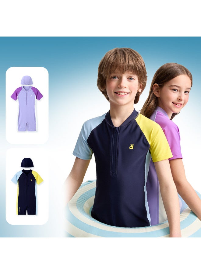 Annil Kids' One-piece Swimwear Set 2025 Summer New Professional Training Swimsuit With Swim Cap For Boys & Girls - Image 4