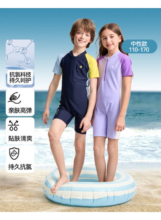 Annil Kids' One-piece Swimwear Set 2025 Summer New Professional Training Swimsuit With Swim Cap For Boys & Girls - Image 1