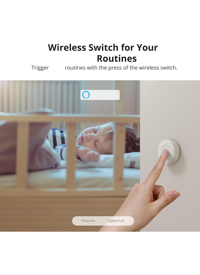 SNZB-01P Zigbee Wireless Switch - Create Smart Scenes and Control Connected Devices via App with Three Options; Requires ZigBee Bridge; Certified for Humans Device.
