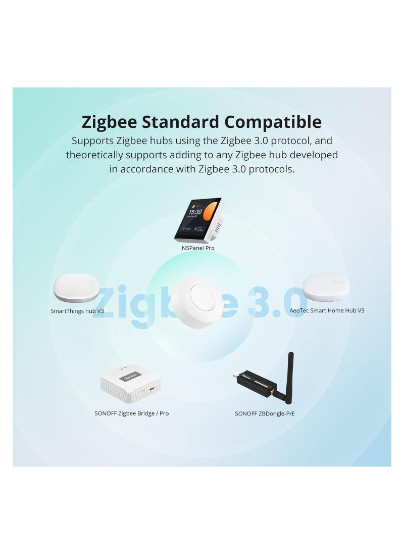 SNZB-01P Zigbee Wireless Switch - Create Smart Scenes and Control Connected Devices via App with Three Options; Requires ZigBee Bridge; Certified for Humans Device.