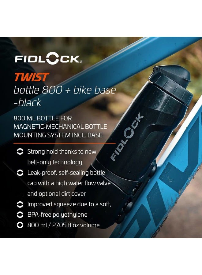 FIDLOCK Unisex - Adult 09653 (black) Water Bottle, 800 ml Bottle Black with Bike Base, 800 ml EU - Image 3